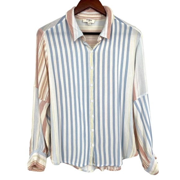 Umgee Tops - Umgee Womens Size Large Long Sleeve Gauze Pastel Button Blouse Shirt Top Summer